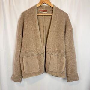 Anthropologie Pilcro Plush Open Front Cardigan with Glitter Tan Size All